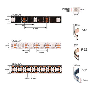 WS2812B indirizzabile singolarmente striscia LED WS2812 Smart 5050 RGBIC LED luce DC5V