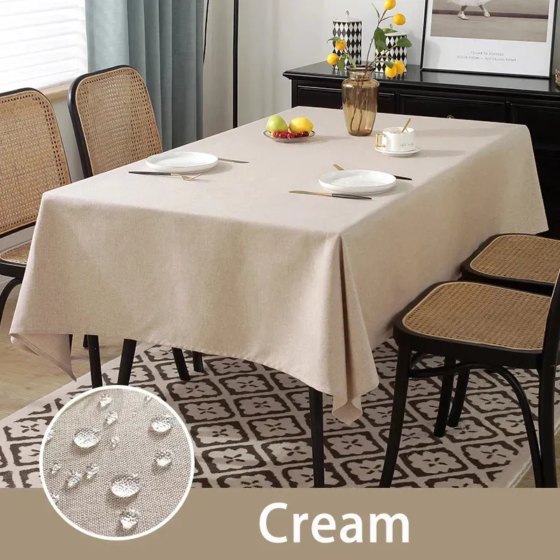 Liso nuevo diseño Reador al por mayor mantel rectangular mesa en poliéster lavable mantel blanco