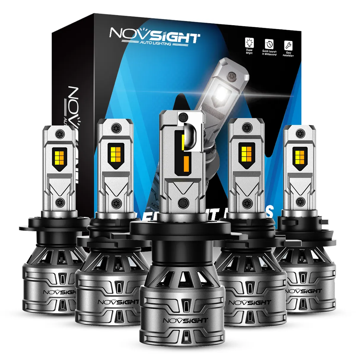 Novsight-faros led N61T tricolor 3000k 4300k 6500k 5530 chips led 9005 h1 h13 h4 h7 h11