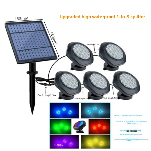 1-- 5 lampes sous-marines (couleur RVB changeante, couleur fixe)