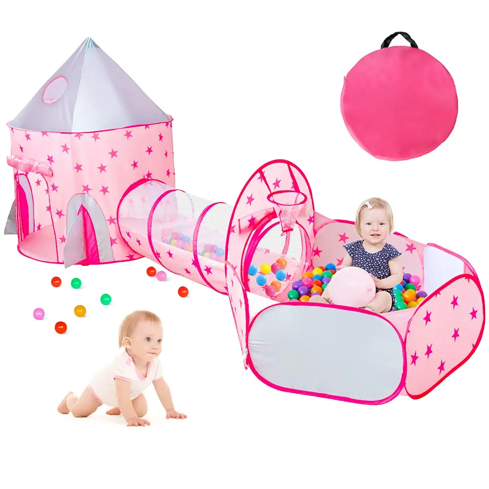 Baby Toys Pop Up Play Tent with Tunnel Children Kids Play Tent and Crawl Tunnel Combo for girls