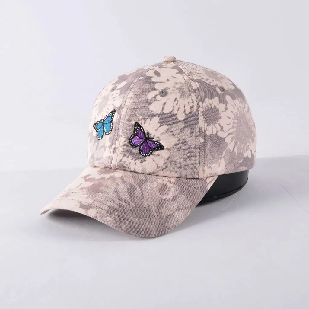 Cappello da Baseball in cotone a farfalla ricamato 3D con motivo