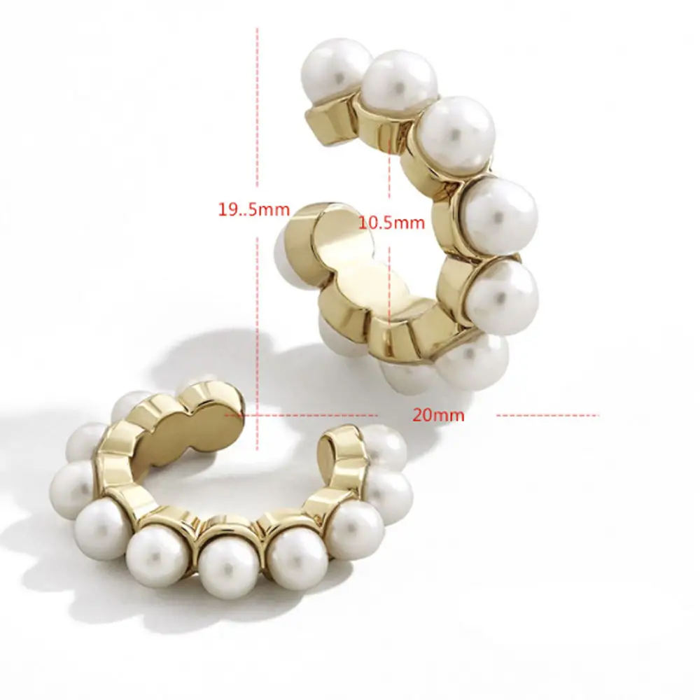 fashion trendy small ear cuffs wraps clip artificial pearl beads for non pieced ears earrings