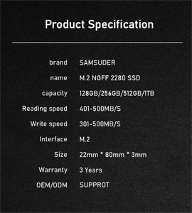 SUMSUDER fabrika fiyat 2280mm M2 NGFF SATA3 dahili katı sabit disk SSD 128GB 256GB 512GB 1TB masaüstü uygulaması için yeni - Product Image 2