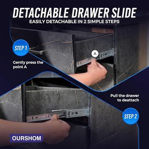 Yenuo 100 lb nặng bóng mang ngăn kéo <span class=keywords><strong>Slides</strong></span> - 10-24 inch Side mount, mở rộng đầy đủ cho tủ quần áo tủ nhà bếp - Product Image 3