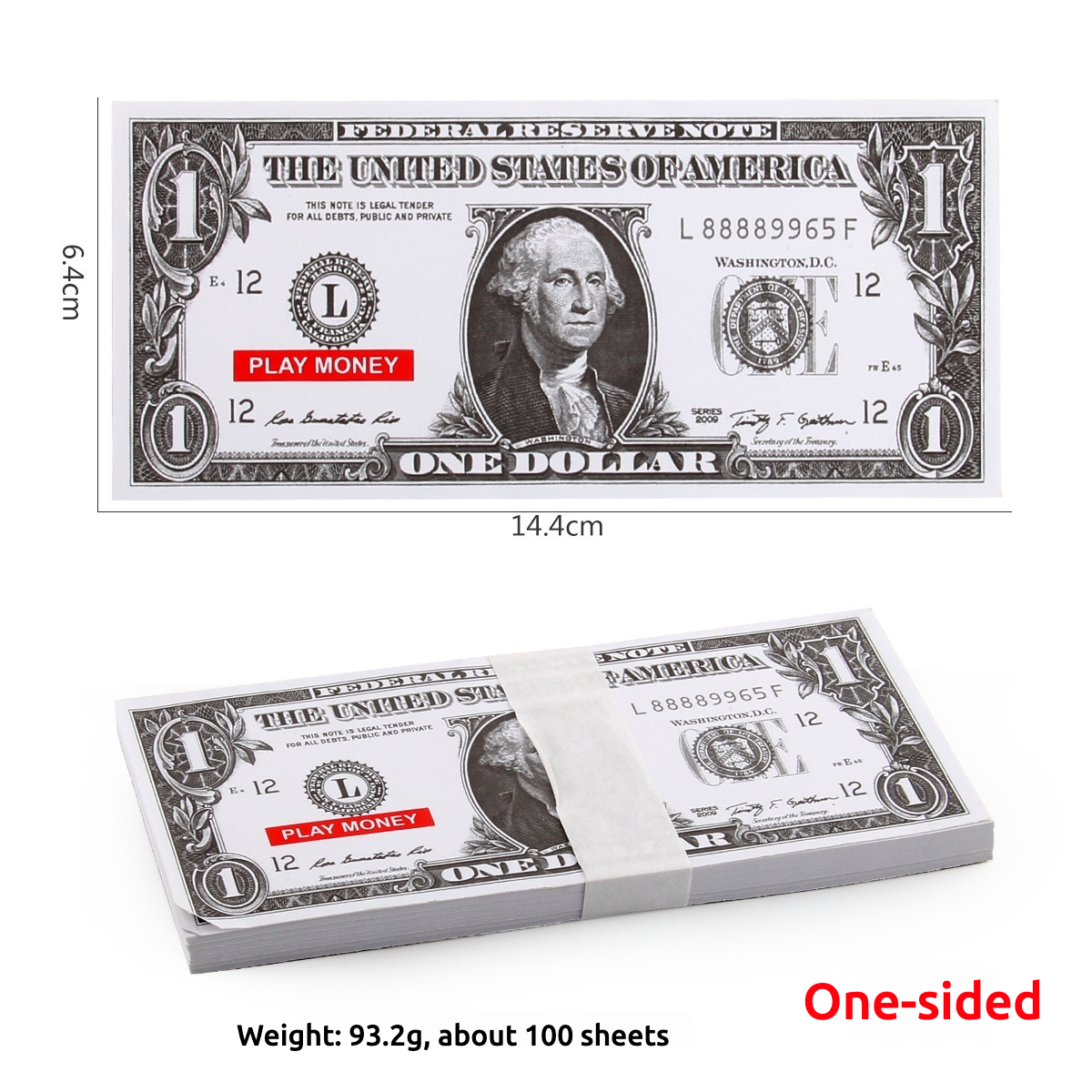 De un solo lado USdollar 1 denominación billetes 100 sheetsS
