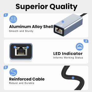 USB 3.0/usb-c到以太网适配器-1000Mbps千兆局域网，适用于PC/Mac/Linux，即插即用 - Product Image 3
