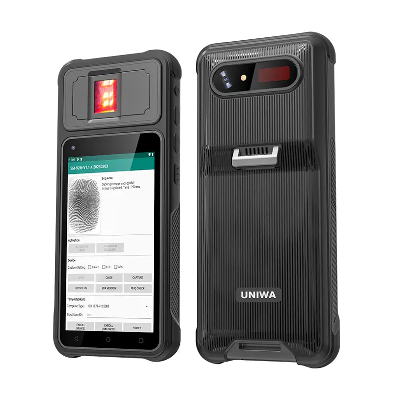 Robusto Android 12 PDA de mano Smartphone 4G Dispositivo de mano biométrico Escáner 2D PDAS con terminal inteligente de huellas dactilares