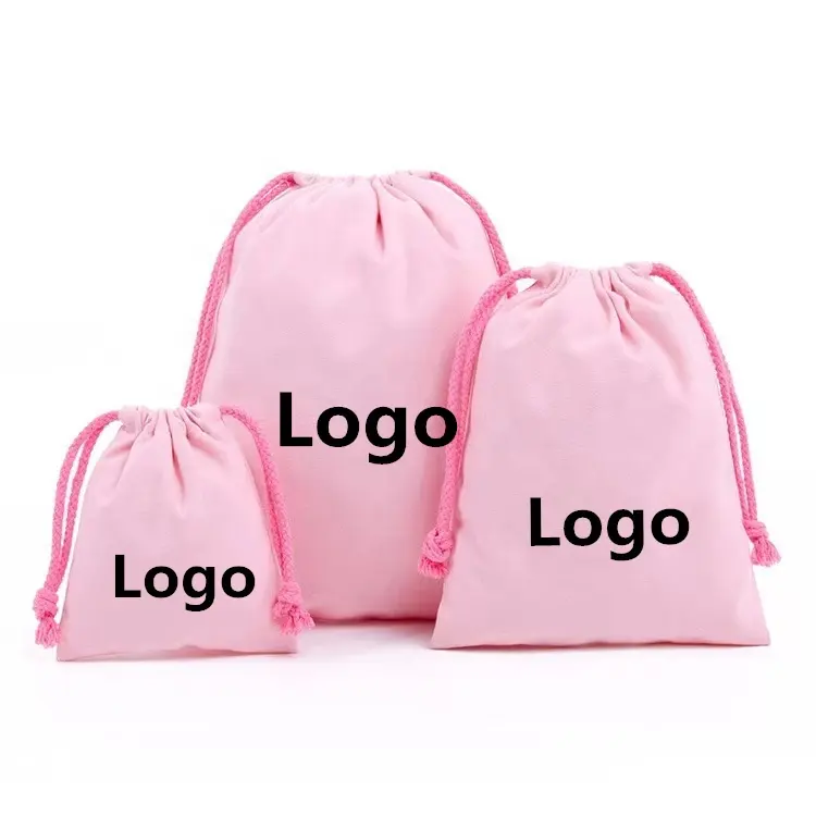 Mini logotipo personalizado ecológico, tela de regalo colorida, bolsa de lona para joyería, cordón de algodón
