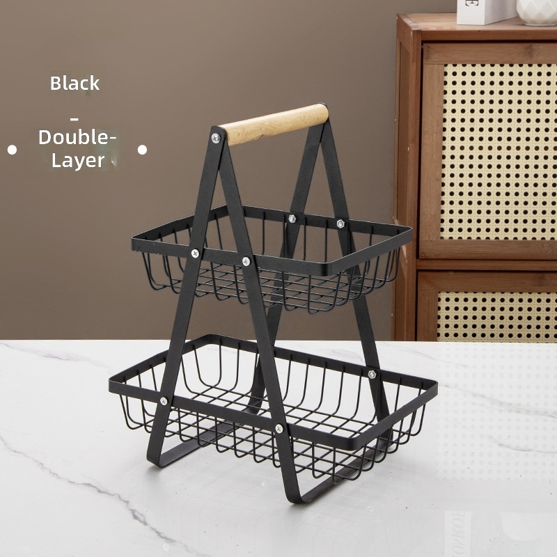 Panier de rangement noir à double compartiment