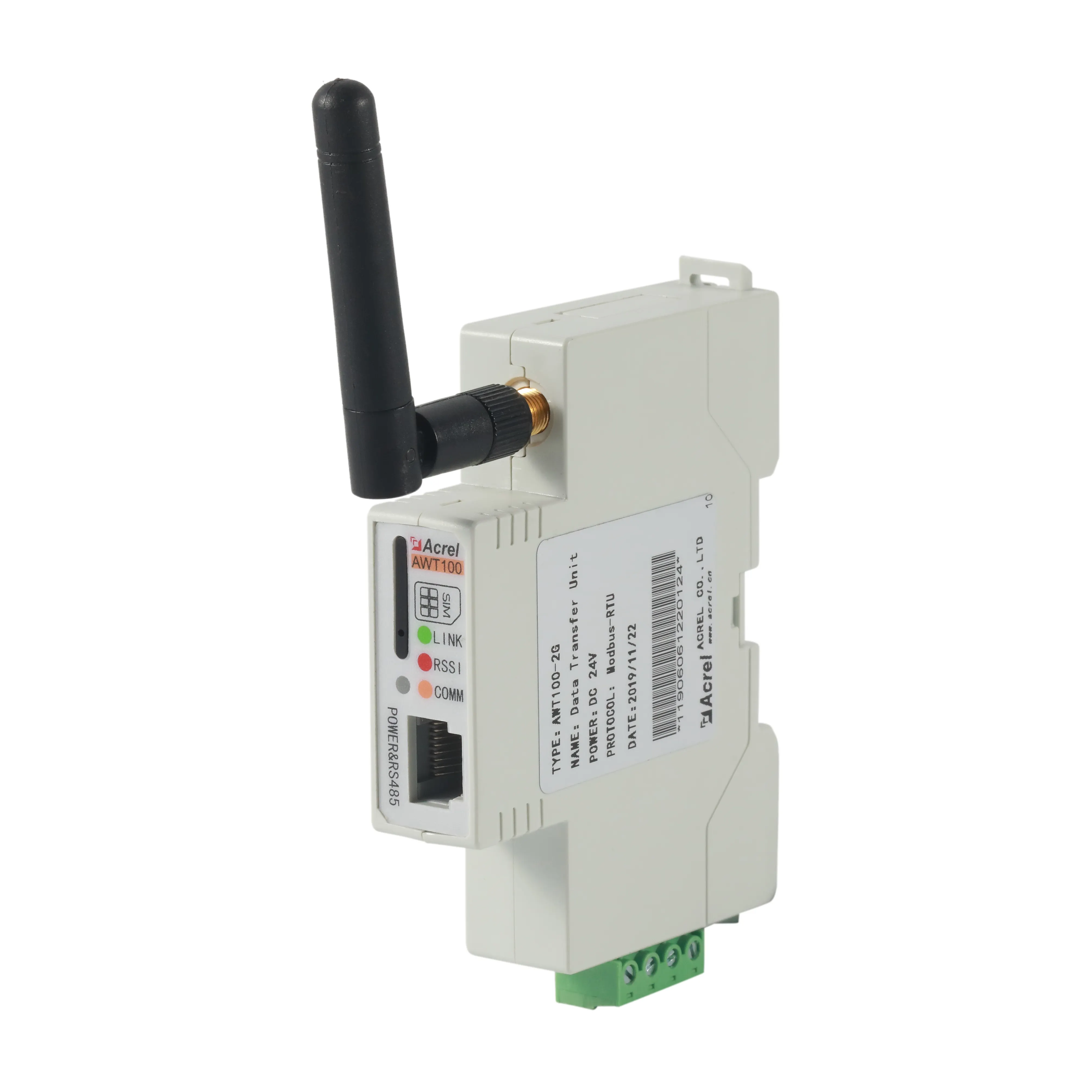 Acrel AWT100-CEHW RS485 para comunicação Ethernet LAN Smart Rail Din Gateway