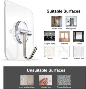 防水防油胶钩可重复使用实用钩透明无缝办公室钩 - Product Image 3