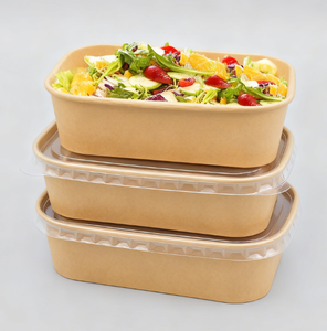 Biologisch Afbreekbare 500Ml 750Ml 1000Ml Wegwerpcontainer Witte Kraftpapier Vierkante Saladebakjes - Product Image 5