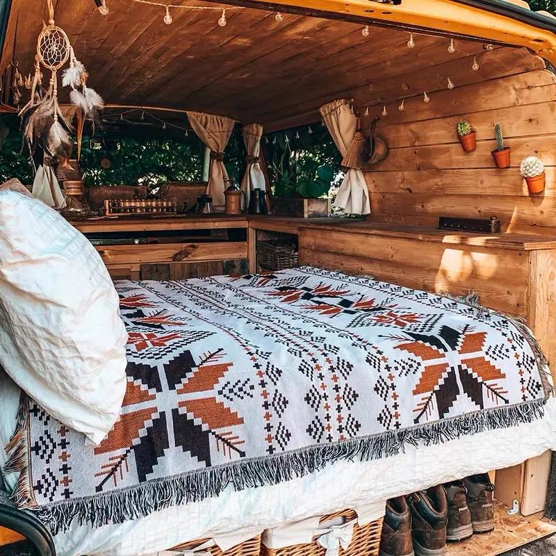 Açık kamp battaniyesi kalınlaşmış piknik kat mat kanepe havlu seyahat battaniyesi