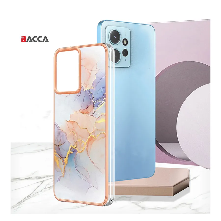 Newest Contemporary Decorative Plating Gradient Marble Patterns IMD Slim Fit With Soft TPU For Xiaomi Redmi Note12 4G Phone Case