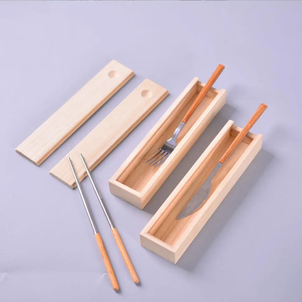 Benutzer definierte feine Bambus Holz Essstäbchen Box Schiebe deckel Geschenk verpackung Box Messer Holz tablett Verpackung Lagerung Essstäbchen Holzkiste