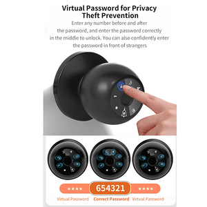 Akıllı topuzu parmak İzi tuş dijital biyometrik şifre Tuya Bluetooth kontrol elektronik anahtarsız giriş kapı kapalı kilit - Product Image 5