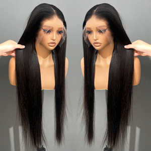 40 بوصة 13 6 العظام مستقيم الشعر الهندي الباروكات الشعر البشري لاصق كامل HD شفافة الدانتيل الجبهة الباروكات الخام HD الدانتيل شعر مستعار - Product Image 1