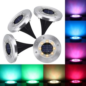Paslanmaz çelik gömme Disk güneş enerjili renk değiştirme 8 LED Disk işık difüzyon Lens yolu zemin ışıkları 7 renk değiştirme - Product Image 4