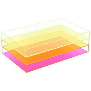 自定义尺寸颜色 Lucite 化妆品组织者长方形霓虹灯压克力托盘 - Product Image 1