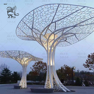Blve vườn trang trí nghệ thuật dân gian kích thước lớn hiện đại trừu tượng tượng trắng thép không gỉ Lá Điêu Khắc với ánh sáng - Product Image 1