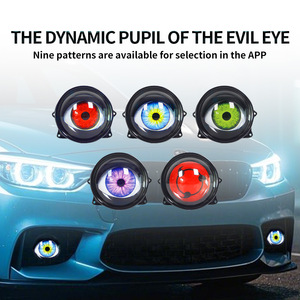 Araba ışık aksesuarları 12V 3 inç 6 modları evrensel yanıp şeytan gözler animasyon dinamik şeytan Led farlar lamba Lens ışıkları - Product Image 3