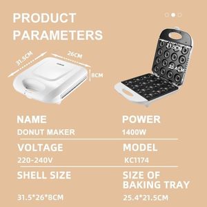 AilesTecca 16 Holes Mini Donuts Breakfast Machine with Non-stick Surface Household Dessert <strong>Cake</strong> Automatic <strong>Round</strong> Donut <strong>Maker</strong> - Product Image 5
