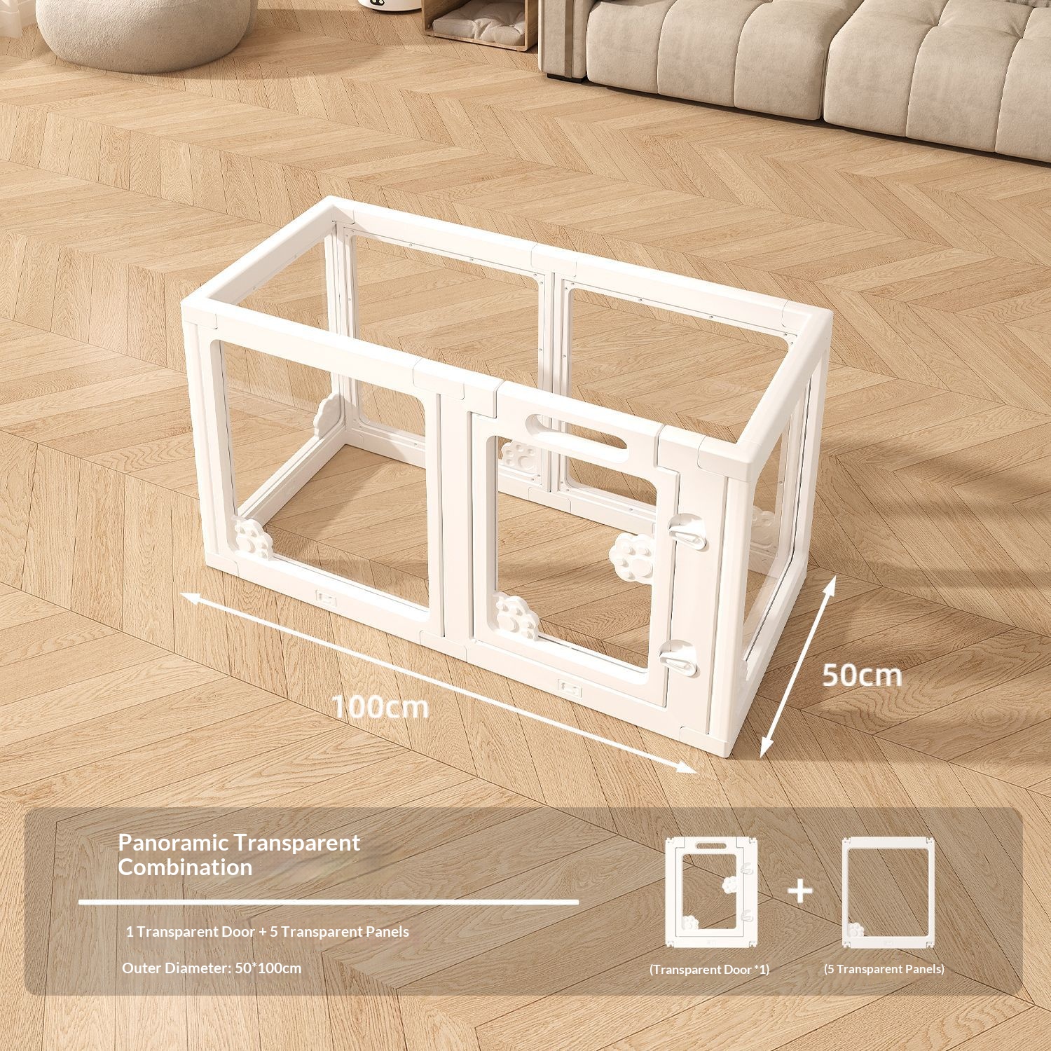 5 Panneaux Transparents 1 Porte 100*50*60CM