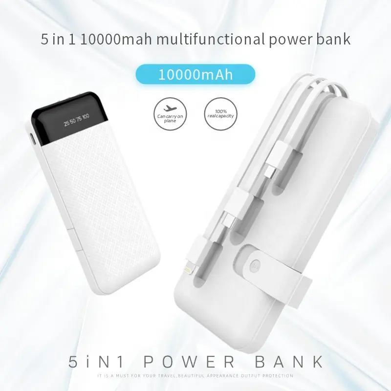 การออกแบบใหม่ Hotriple J1 แบบพกพา 10000mAh ธนาคารพลังงานมัลติฟังก์ชั่นโพลีเมอร์พร้อมจอแสดงผล LED ในตัวและที่วางโทรศัพท์