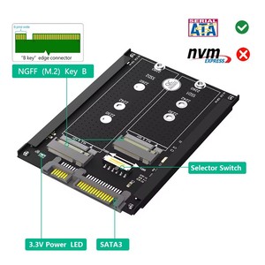 Dual <strong>M</strong>.<strong>2</strong> <strong>B</strong> <strong>Key</strong>/<strong>B</strong>&amp;<strong>M</strong> <strong>Key</strong> SSD to <strong>2</strong>.5&quot; SATA III with Frame Bracket - Retain MSATA SSD As 7mm <strong>2</strong>.5&quot; SATA Drive - Product Image 2