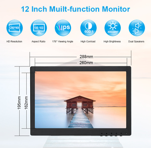 Monitor de ordenador con pantalla ancha de escritorio de 12 pulgadas Monitor de cámara de seguridad CCTV LED de 12 pulgadas con audio VGA HDMIed USB AV BNC - Product Image 3