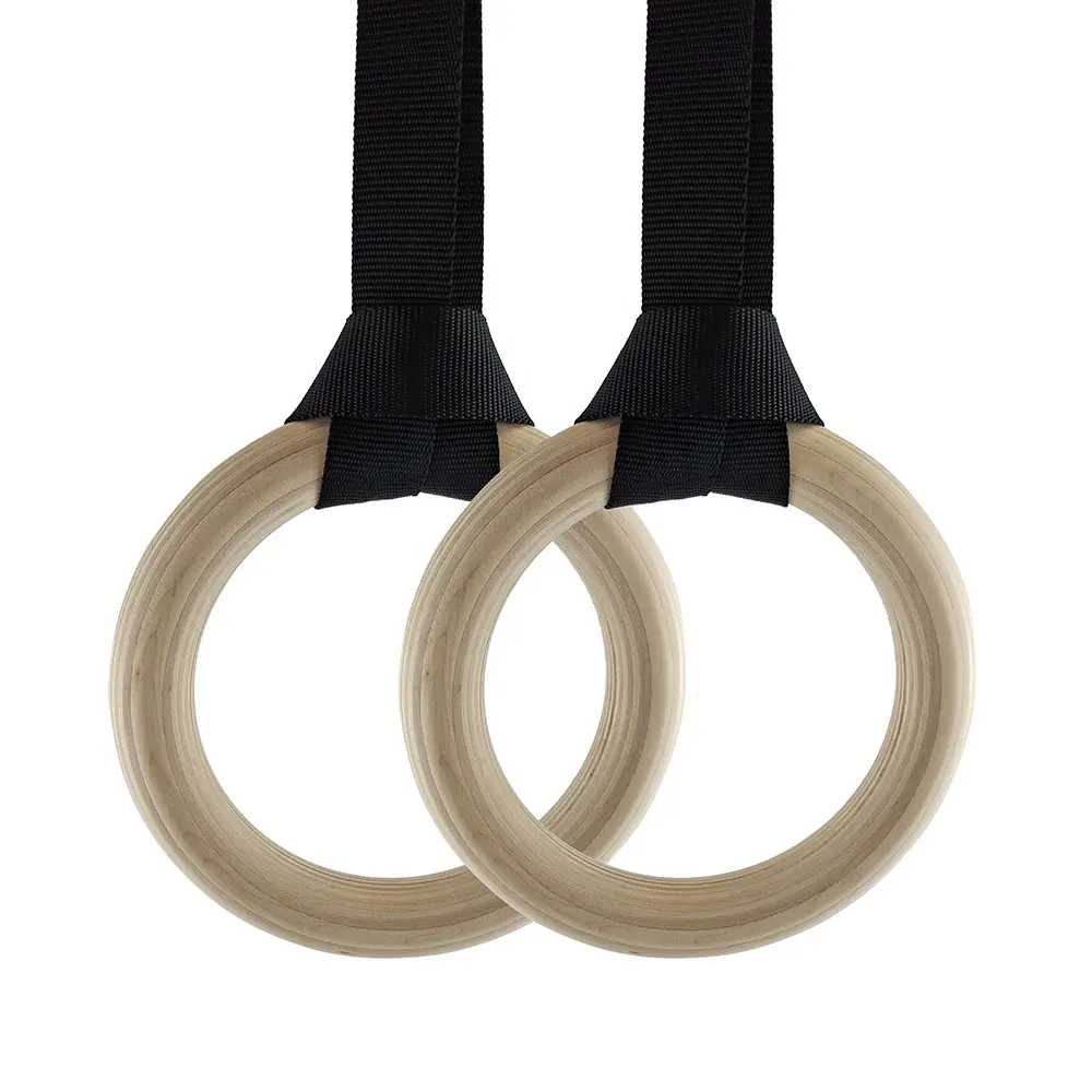 Quality birch wooden gym gymnastic rings