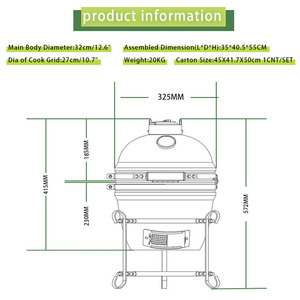 Auplex Nhà Máy Nhà Sản Xuất Bán Hàng Trực Tiếp 13 Inch Nhà Bếp BBQ Hút Thuốc Nướng Ngoài Trời Gốm Kamado Than Nướng BBQ - Product Image 3
