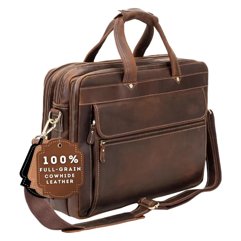 Custom Business Men Micro Leather Office Bag Vintage Man Briefcase Leather Laptop Bags Luxury Laptop Briefcase Bag