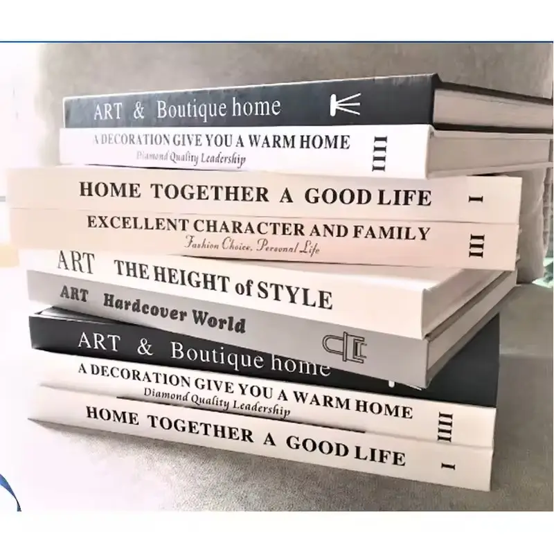 Livro de decoração personalizado para impressão, livro falso, estilo minimalista nórdico, mobiliário doméstico, livros decorativos em inglês, revista real