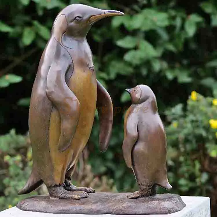 Sıcak satış kuş heykel büyük Modern soyut sanat bahçe bronz penguen heykel
