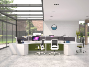 <strong>Modular</strong> <strong>System</strong> Office Workstation <strong>Partition</strong> 6 Person Small Computer Cubicle Studio Desk - Product Image 6