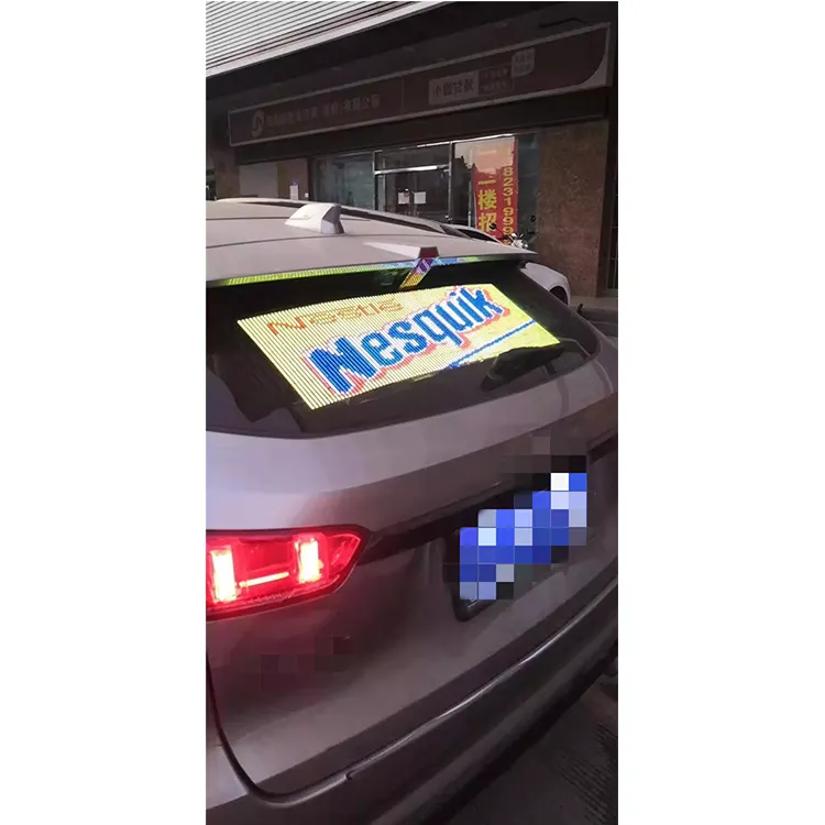 Car taxi rear window transparent led screen advertising logo 4G wifi wireless commercial sign