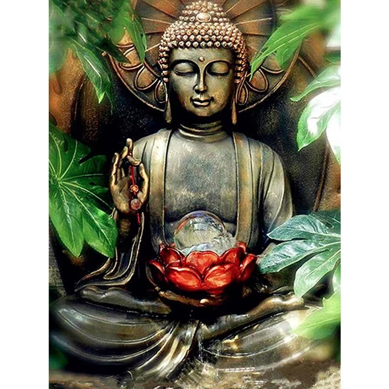 Red Lotus Buddha Statue