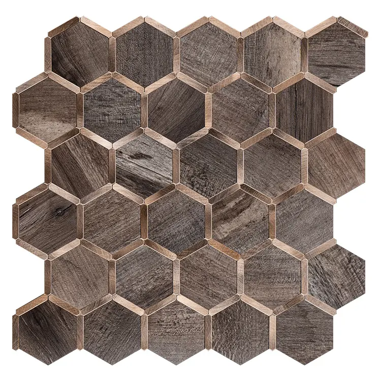 2023 Novo Estilo Auto-adesivo Fireproofing Waterproof Cozinha Backsplash Hexagon Mosaic Tiles Para Artesanato