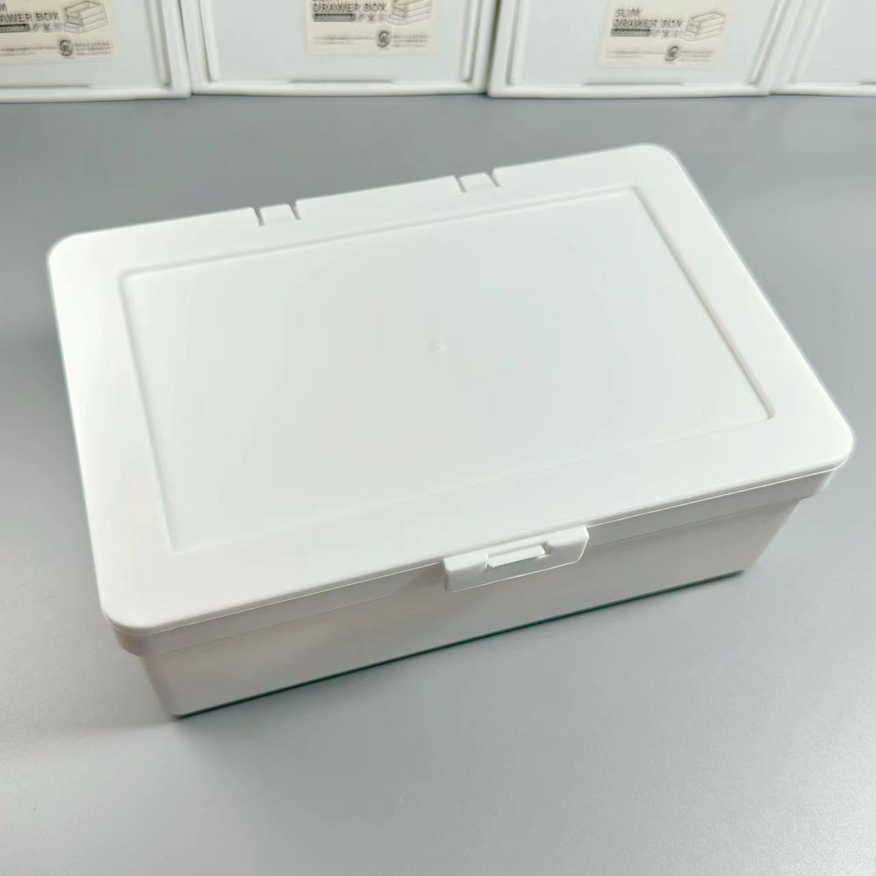 White flip-top storage box