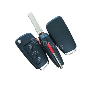 Flip <strong>Remote</strong> Key Fob Case Shell <strong>A3</strong> A4 A6 A8 TT Q7 for Audi 3+1 Button <strong>Remote</strong> Key Shell Without Logo (HU66)With Panic Button - Product Image 1