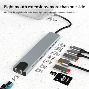 8 in 1 <strong>Usb</strong> c Hub <strong>Adapter</strong> <strong>Usb</strong> c Hub PD <strong>USB</strong> Data USB3.0 <strong>USB2.0</strong> SD TF HD-MI RJ45 Hot Sale New Hub - Product Image 5