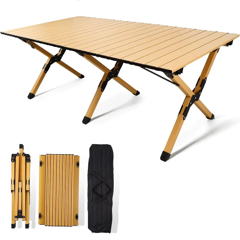 Hafif Roll-Up piknik masa kamp yürüyüş aksesuarları açık taşınabilir katlanır alüminyum kamp masası