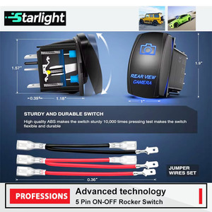 Su geçirmez SPST Rocker anahtarı 12V/24 için 4x4 araçlar mavi LED dikiz kamera geçiş anahtarı ARB Carling NARVA UTV uyar - Product Image 2