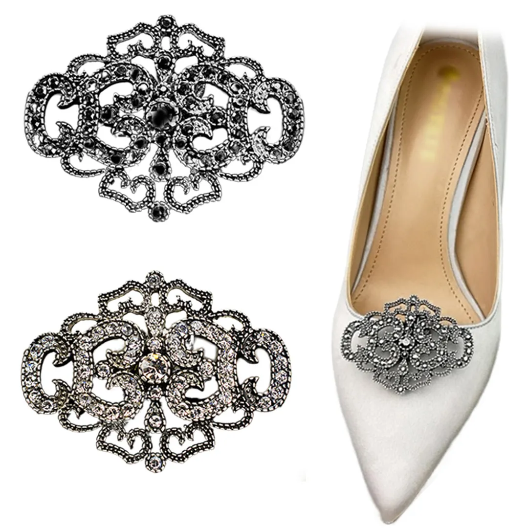 Alta qualità Vintage strass décolleté da sposa decorazioni staccabili in metallo da donna clip per scarpe