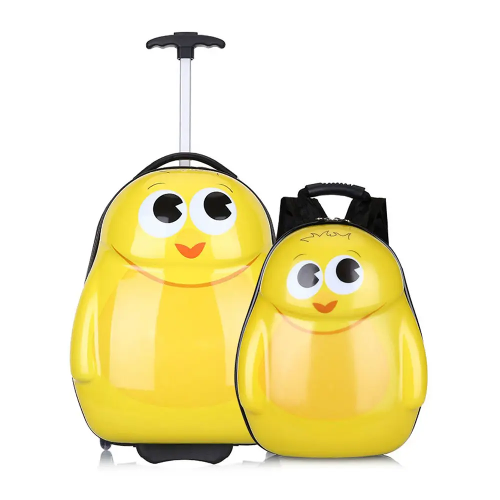 चीन सामान कारखाने की आपूर्ति 2pcs बच्चों कार्टून ट्रॉली बैग सेट चिकी बच्चों यात्रा सामान
