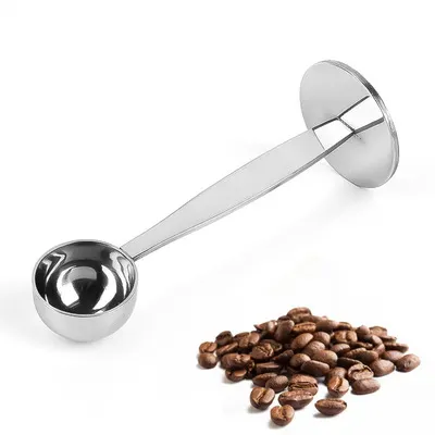 Espresso Scoop 2 em 1 Dual Purpose Colher De Café De Aço Inoxidável com Tamper Measuring e 15 ml Tamping Coffee Bean