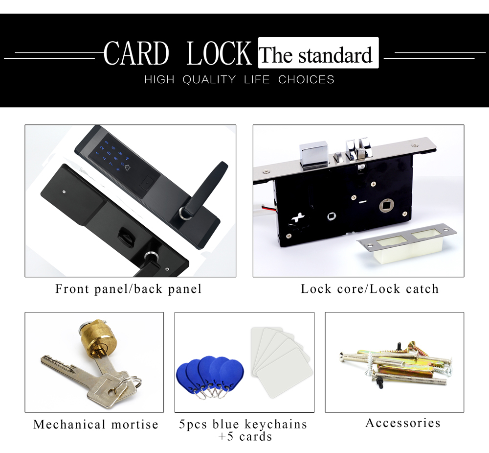 Multi Style High Intelligent Front Door Entrance Electric with Key Card Ttlock BLE Smart Security Doors Lock