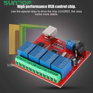 Módulo de relé de interruptor de Control USB, 4 canales, 12V, controlador de interruptor inteligente de ordenador, placa de expansión de módulo de relé de PC